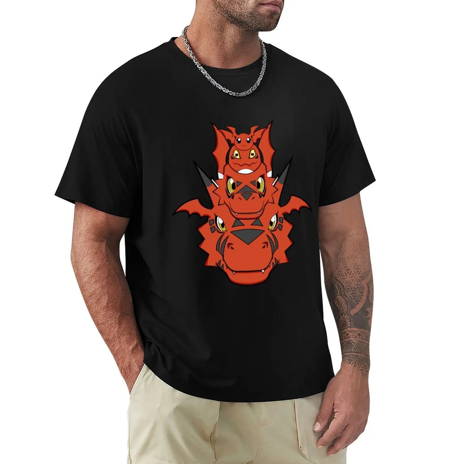 T-shirt Jyarimon Gigimon Guilmon Growlmon Evolution, haut basique à manches courtes, assorti à tout.