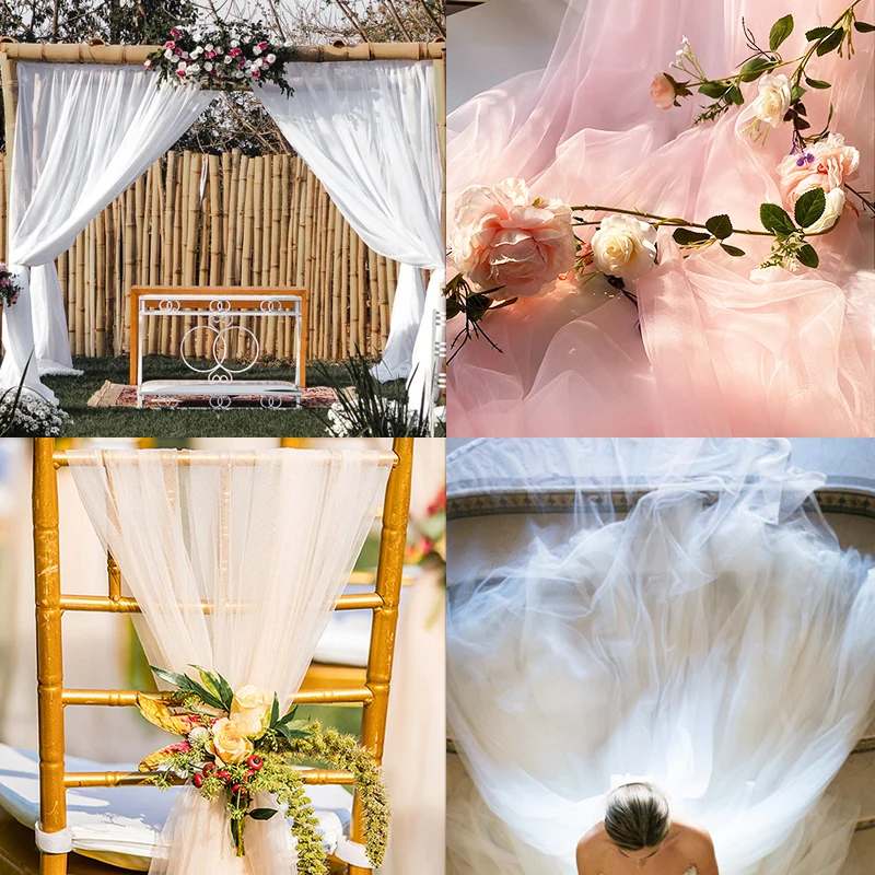 500cm/1000cm Wedding Arch Draping Fabric Decorations Backdrop Curtains Tulle Fabric Drapery For Party Ceremony Ceiling Decor