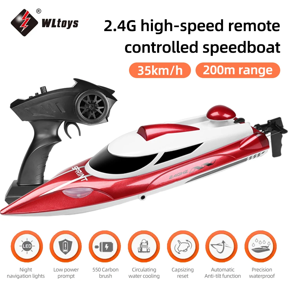 Wltoys WL918 RC barco de carreras de alta velocidad 35 KM/H lancha LED a escala completa 200M 3000AmAh batería 2,4 Ghz lancha rápida RC