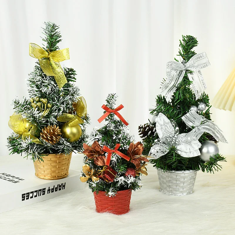 Mini Christmas Tree Festival Decoration Xmas Tree DIY Desktop Ornaments 2024 New Year Christmas Supplies For Home Decor