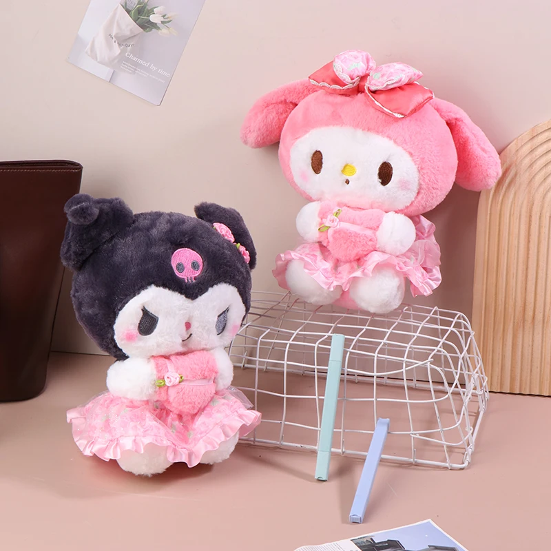 

1PC Sanrio Strawberry Kuromi Pillow Plush Doll Toy Girls Soft Stuffed Animal Toys My Melody Doll Room Decoration Kids Toys Gift