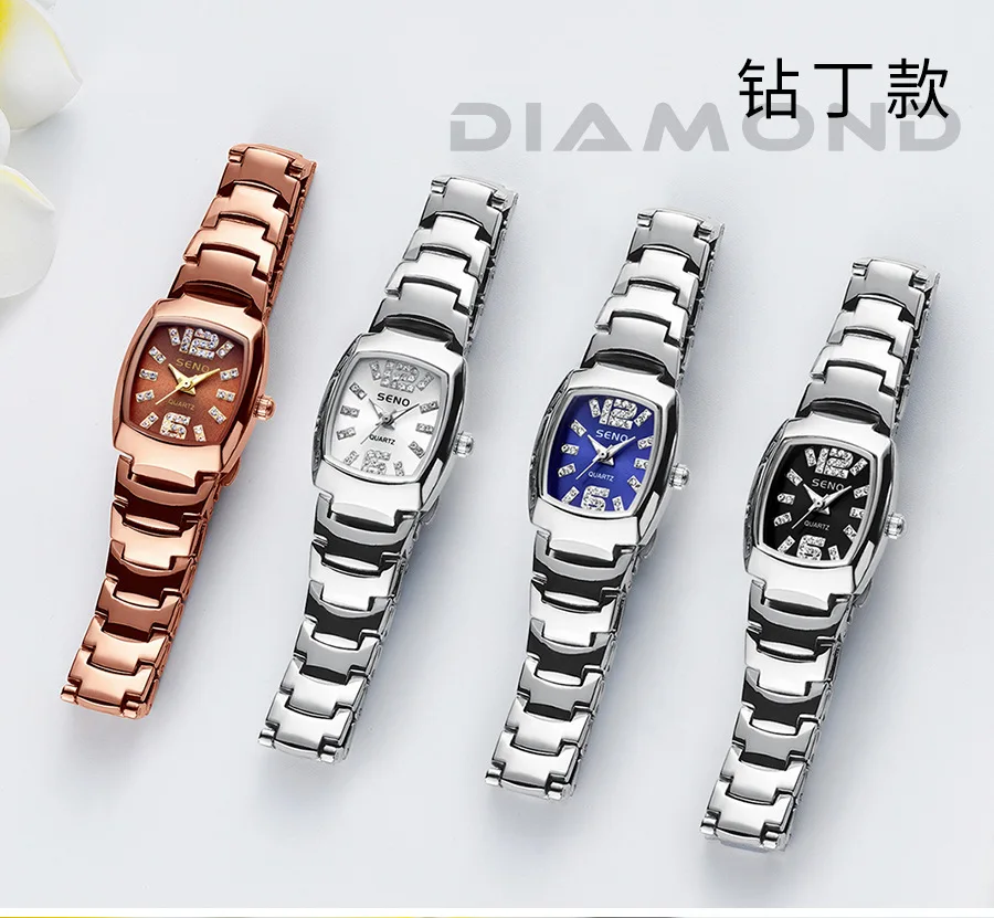 Темпераментная школьница, маленькие квадратные часы, трендовые женские часы, кварцевые часы, новый женский комплект с бриллиантами