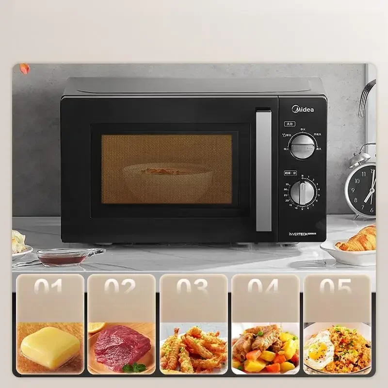 Microwave Appliance 360° Turntable Heating 220V 20L Fast Heating Midea Microwave Oven Frequency Conversion Double Knob Control