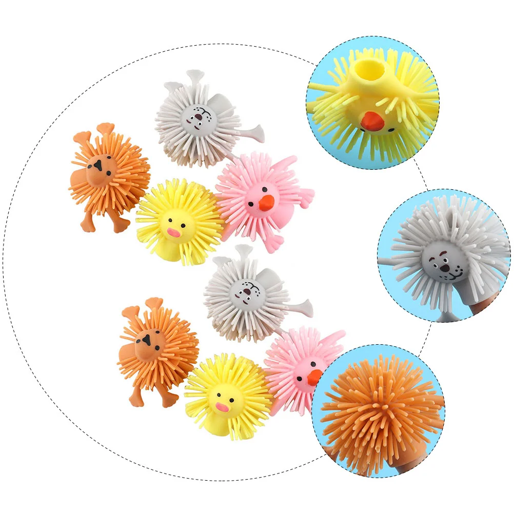 8 PCS Finger Hairy Toys Puffer Sensory Flashing Infant Balls Kids Children's Animal Puppets