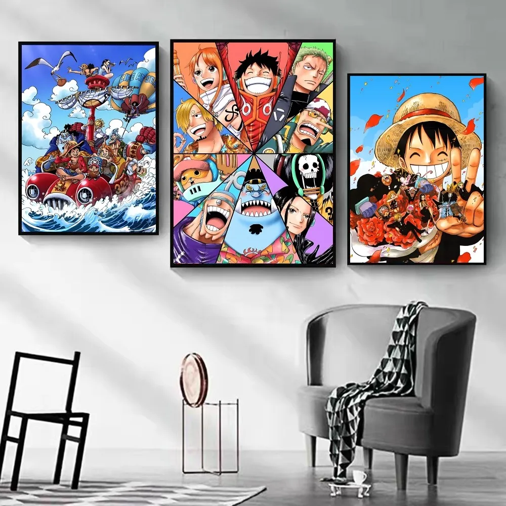 

Anime O-ONE PIECE Poster DIY Poster Kraft Paper Vintage Poster Wall Art Painting Study Stickers Big Szie Wall Painting