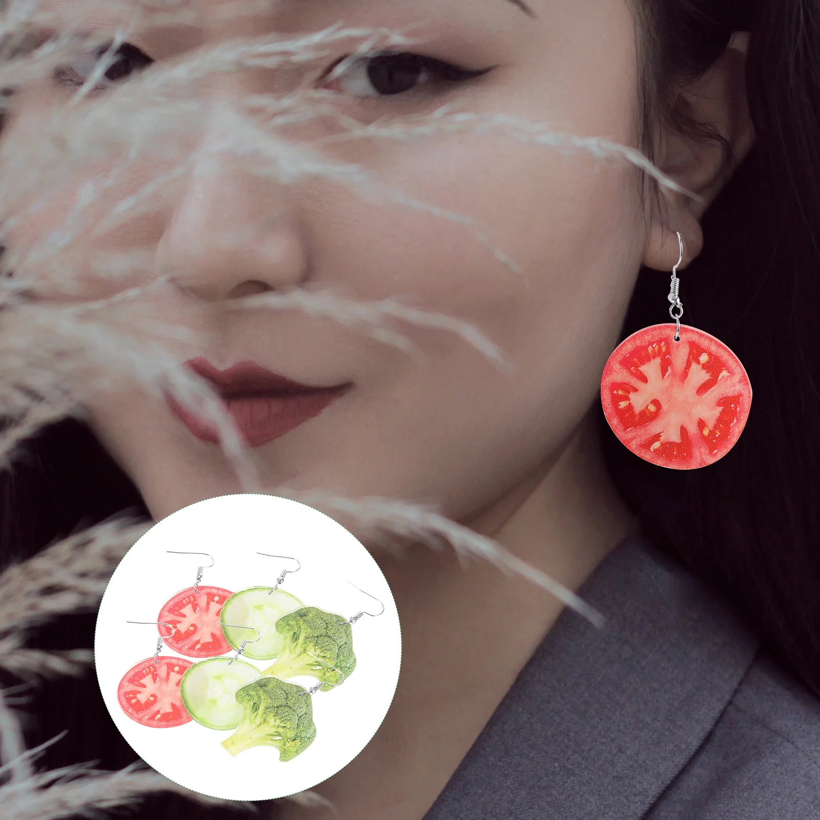 

3Pairs Vegetable Dangle Earrings Trendy Ear Jewelry for Girls Women Everyday Wear Gift Earring Decors Dangle Earrings