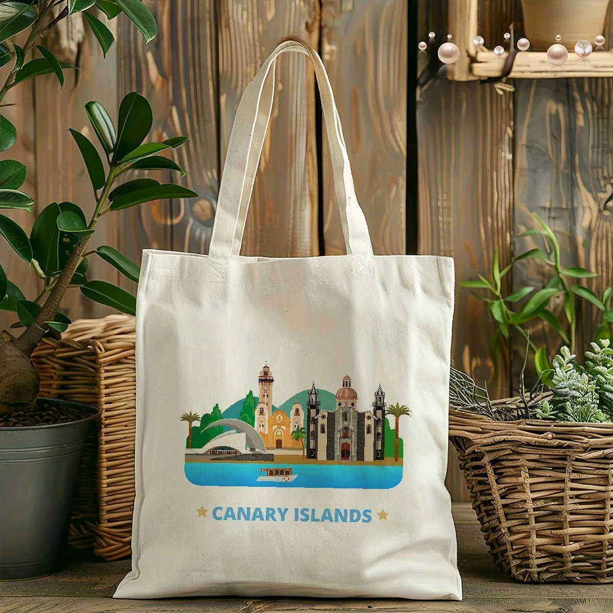 LZ25011315 Tote Bag from The Canary Islands, a Stylish Handbag Perfect for Casual Outings, Commuting, Suitable for Everyone, Ide