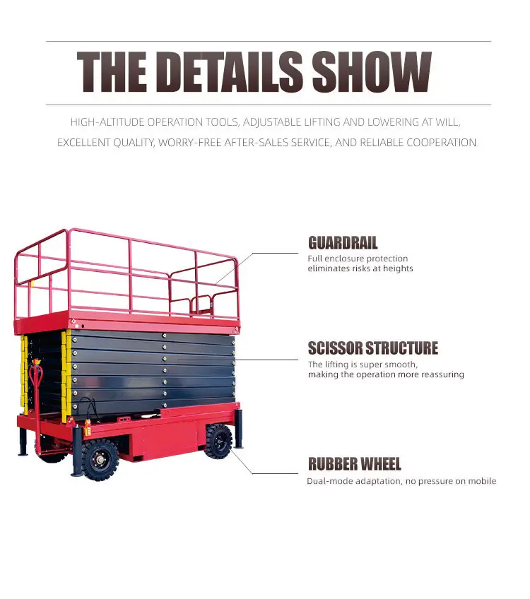 Customized Heavy Load Towable Electric Hydraulic Steel Scissor Lift Industrial Mobile Aerial Work Platform 4-22m