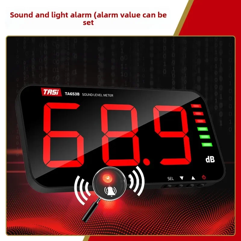 

TASI Meter Environmental Meter TA653A Decibel Level Alarm Wall-mounted Sound Large Screen