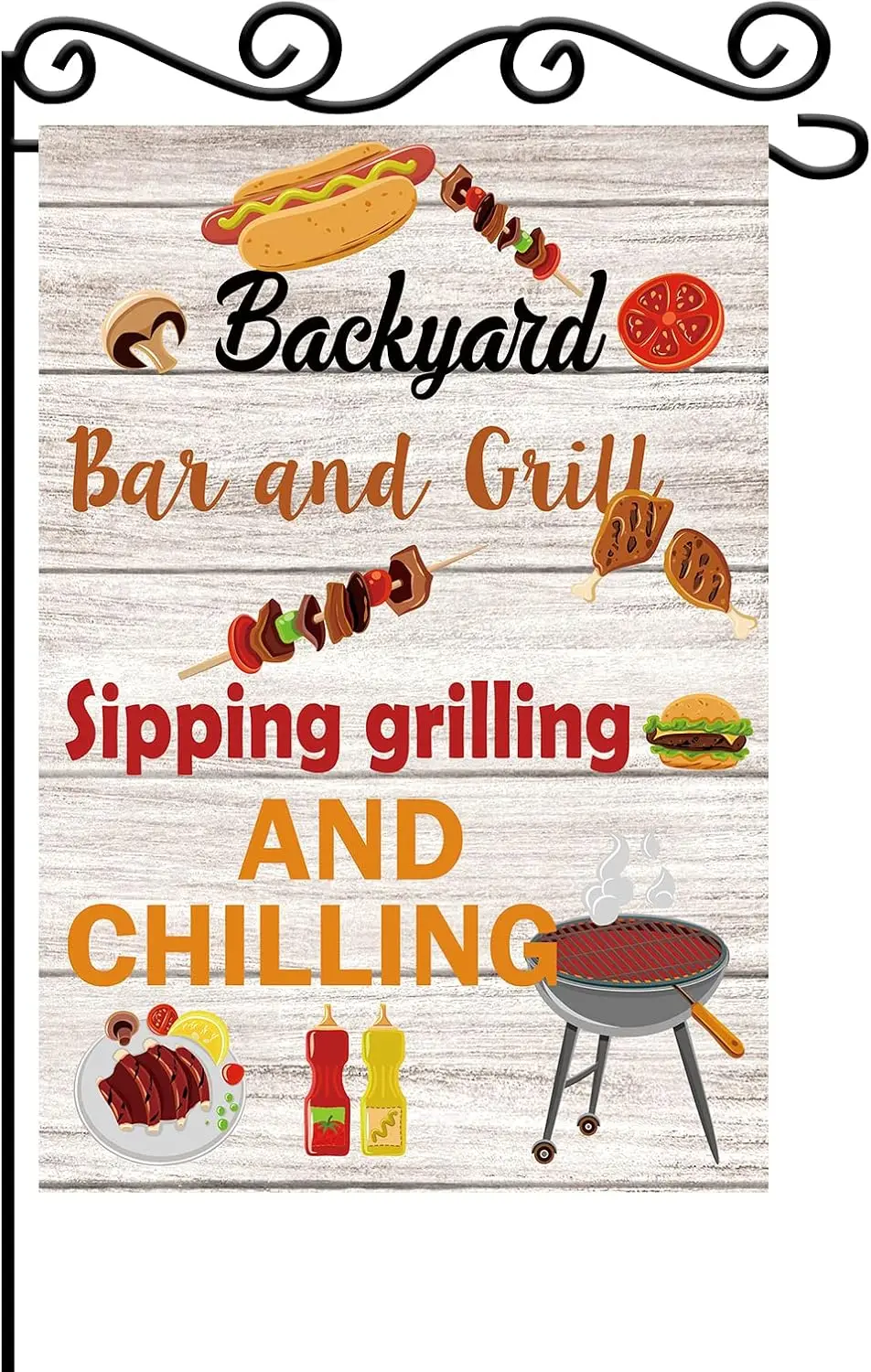 Backyard Garden Flag-BBQ Time Summer Garden Flag-Summer Garden Flag Grilling Barbeque Burgers-Friends Family Activity Gathering