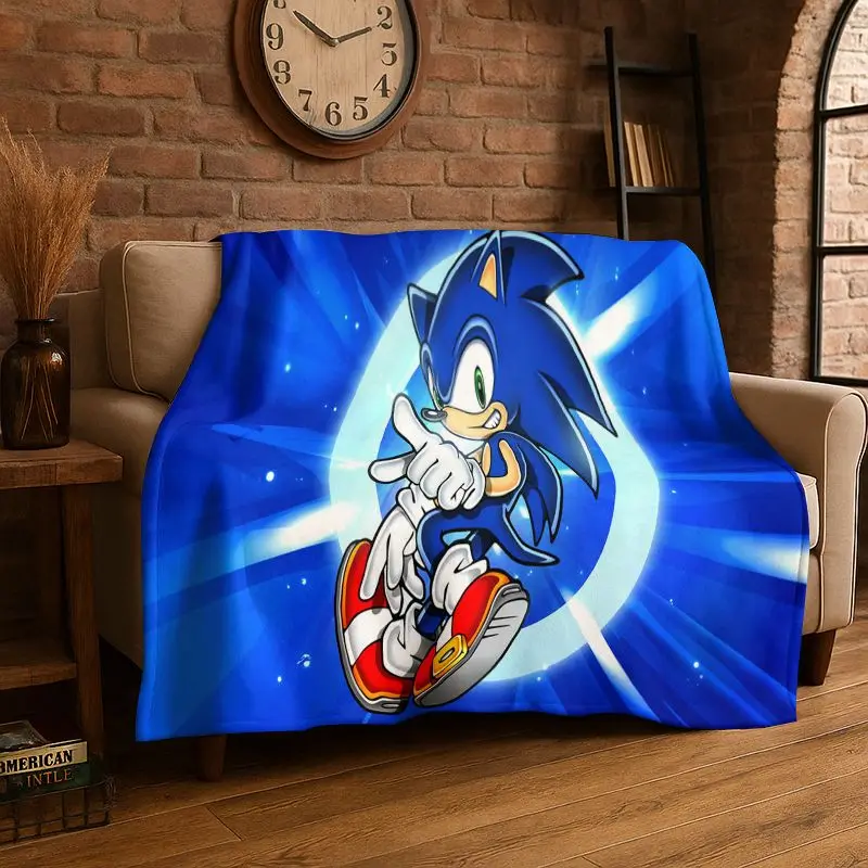 Classic Game S-Sonic Cartoon Soft Flannel Throw Blanket,Cozy Blanket for Bed,Couch,Sofa,Bedroom,Living Room,Travel,Picnic kids