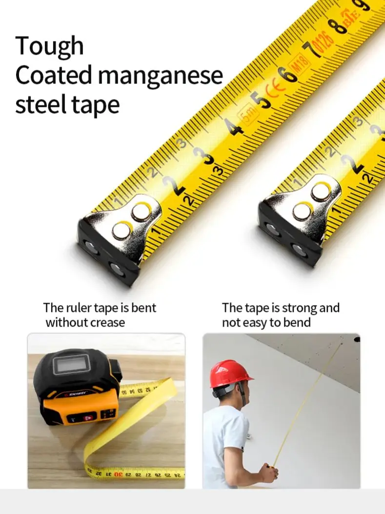 SNDWAY Laser Tape Measure 3 In 1 Digital Steel Tape Measure 40M 60M Distance Meter High Precision Rangefinder Electronic Ruler