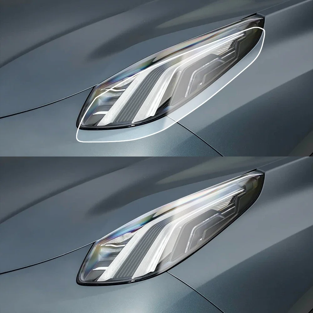Custom Fit TPU PPF for LYNK & CO 01 2021-2026 High Gloss Smoke Black Pre Cut Headlight Protective Film Anti-Scratch Vinyl Wrap