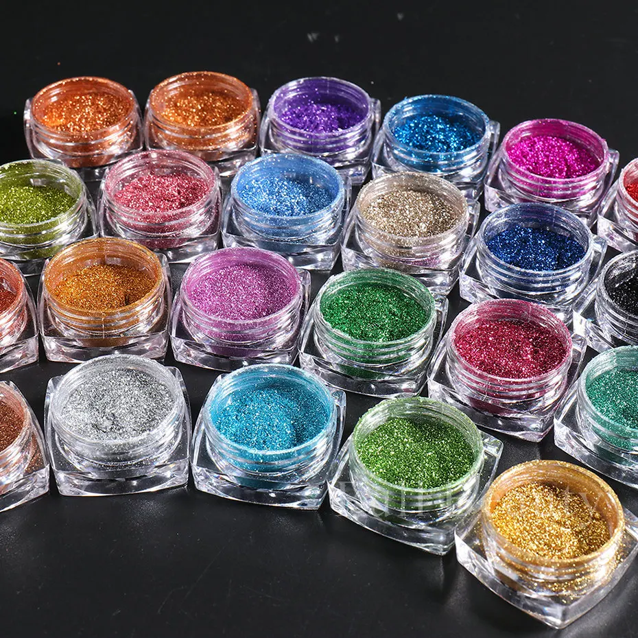 19 Colors Metallic Magic Mirror Powder Net-0.5g Titanium Mirror Glitter Powder With 1Pc Eyeshadow Stick  Metallic Chrome Powder