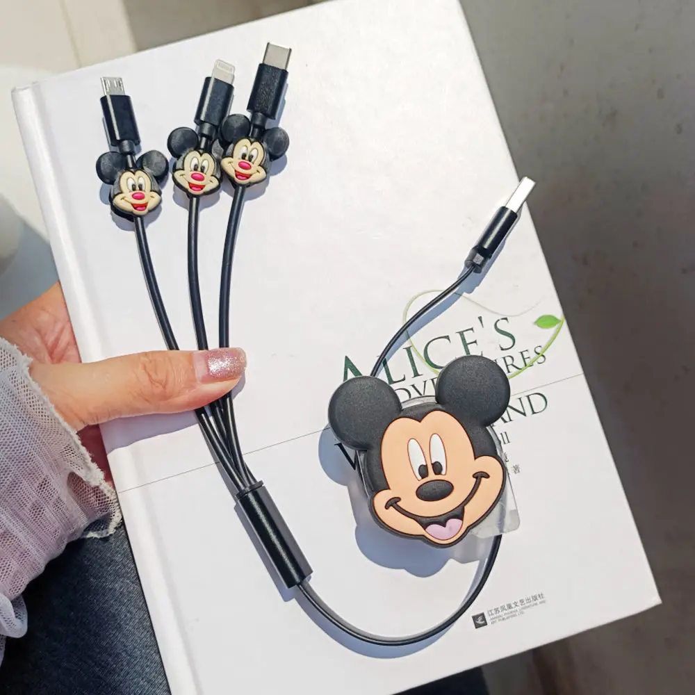 Śliczny Mickey Minnie trzy w jednym ładowarka kabla danych szybko ładujący się samochód typu Android Reno uniwersalne akcesoria samochodowe dla