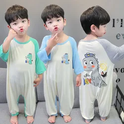 Baby Jumpsuit Summer Slim Modal Children's Jumpsuit Baby Crawling Suit Boys and Girls Air-conditioned Suit