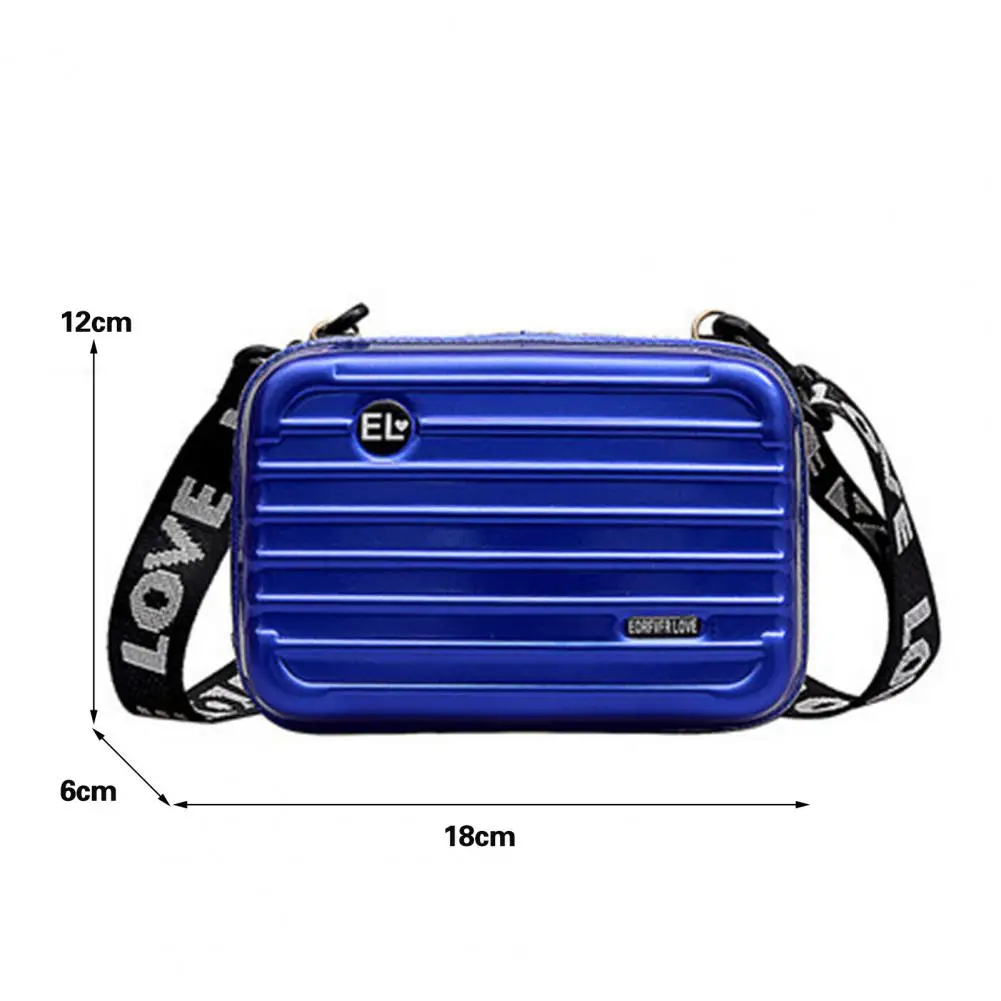 Bolsa de Ombro do Fecho do Zipper, Forma de Bagagem Novidade, Letter Print, Hard Shell Design, Suporte do Telefone Crossbody, Novidade