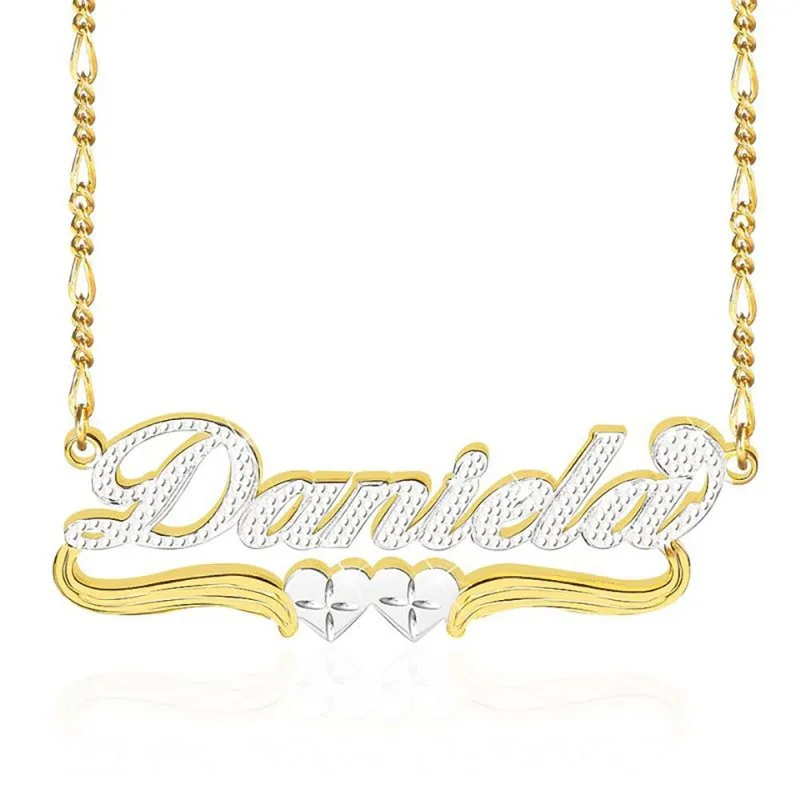 Customized  Popular Hip Hop Double-layer Color Separation Electroplating Love Name Necklace Women's Stainless Steel Jewelry