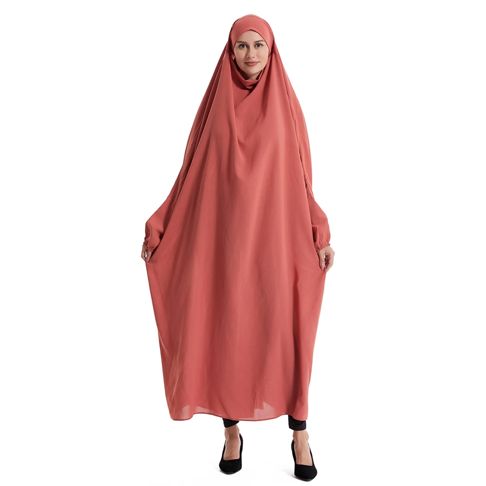 Hooded Abaya Muslim Women Prayer Garment Hijab Dress Arabic Robe Overhead Kaftan Khimar Robe Eid Ramadan Gown Islamic Clothes