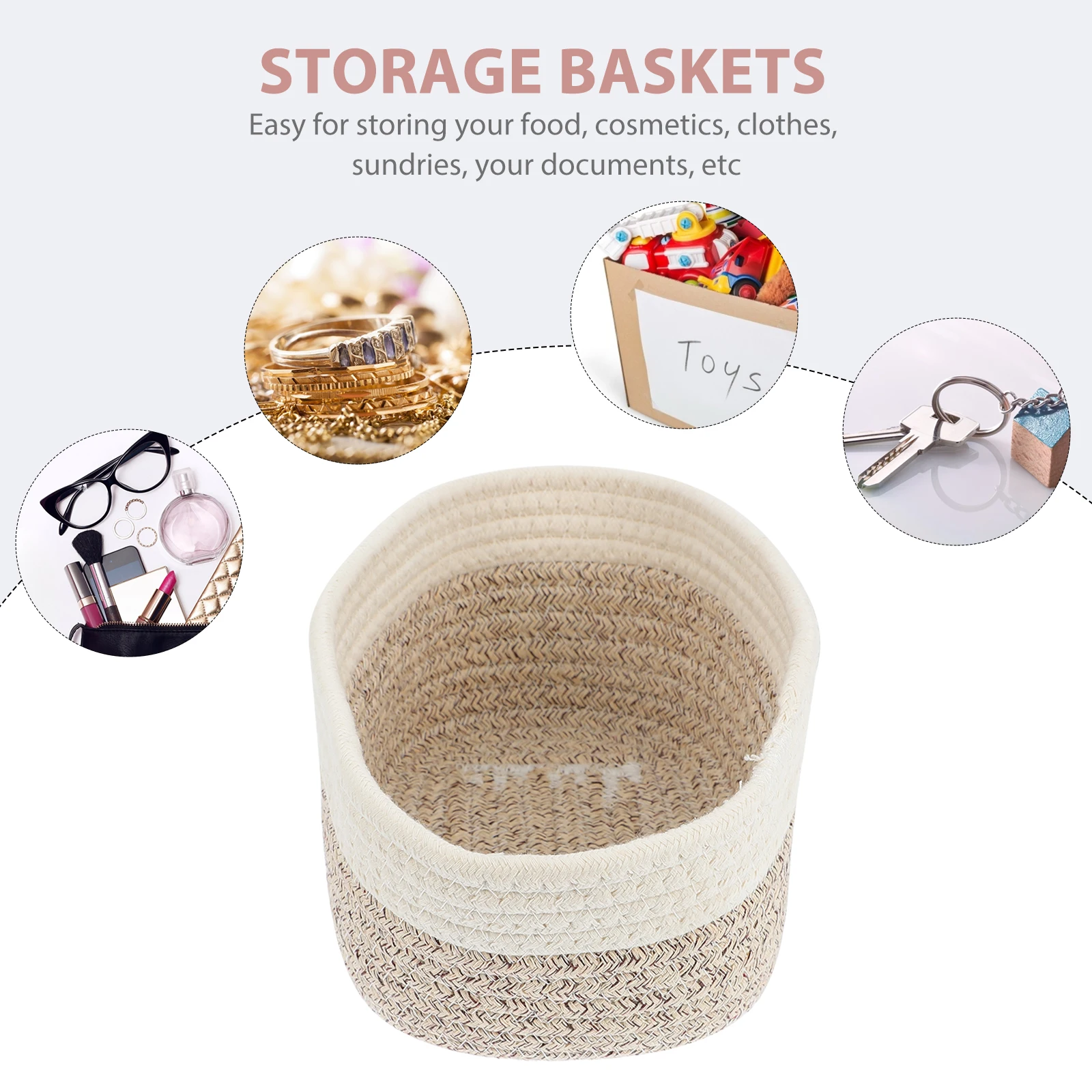 

Rattan Storage Basket Small Oval Office ganizer Woven Design Makeup Holder Cosmetics Container Desk Toy Storage