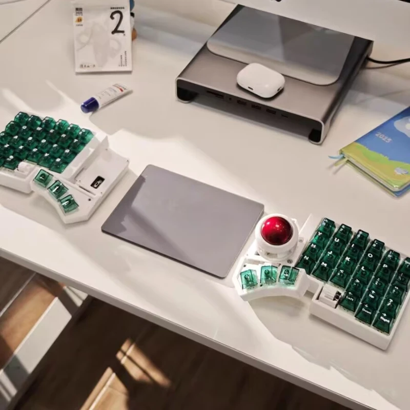 

NEW CCK-BALL Freely Adjustable Angle Split Trackball Keyboard Custom36/46 ZMK/QMK with Scroll Wheel Gamers DIY MX Switch Teclado