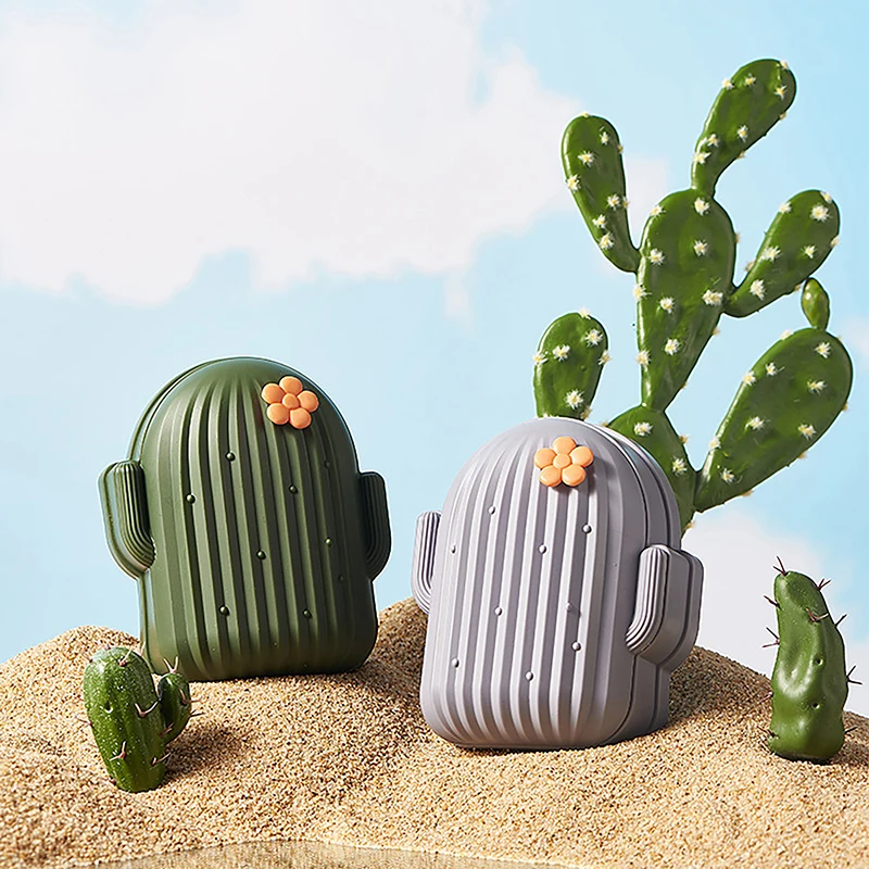 Caja de jabón creativa con forma de Cactus, 1 piezas, soporte de esponja para jabón de lavandería, almacenamiento de baño, estuche portátil de viaje impermeable para jabón