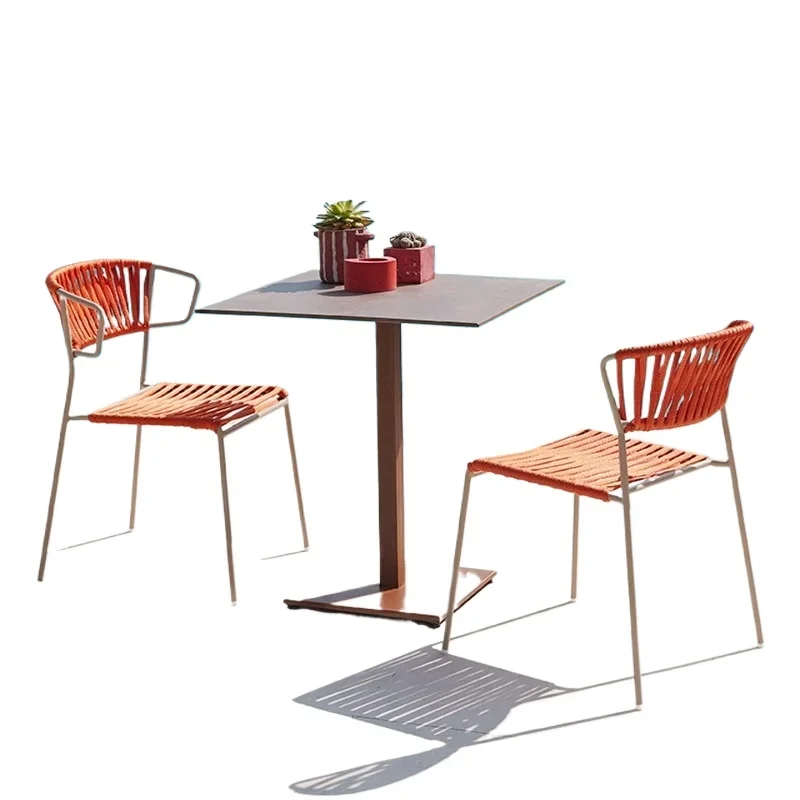 

Outdoor villa courtyard rattan leisure table and chair combination, outdoor aluminum alloy dining chair waterproof