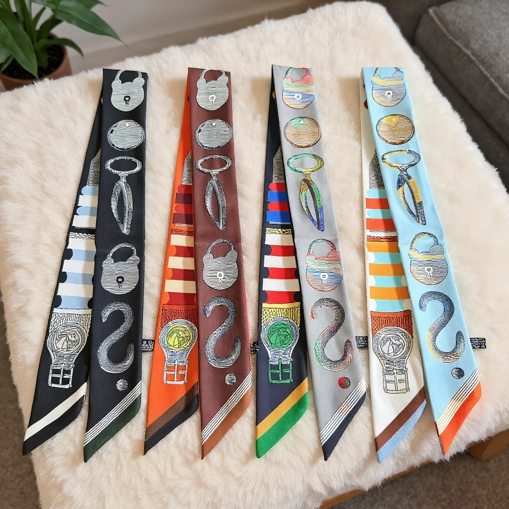 

Четыре сезона, французский стиль, цепочка с замком, саржевый шелковый шарф, женский декоративный стример, сумка, галстук, подарок, оптовая продажа