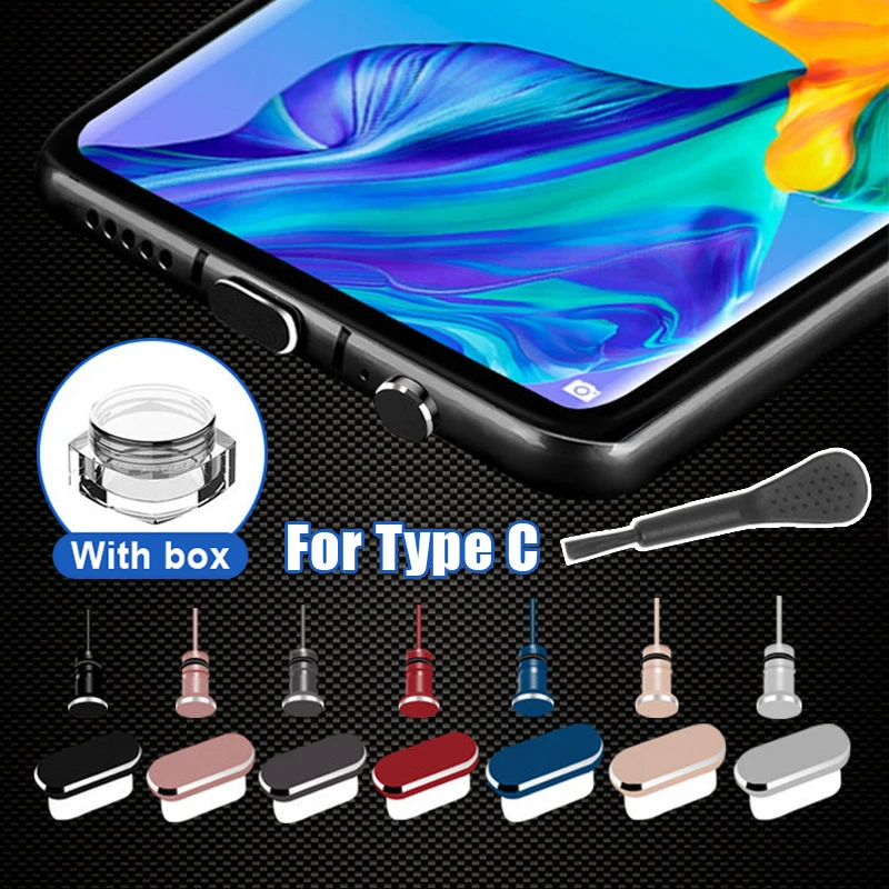 

Type C Dust Plug Mobile Phone Dustplugs Tools USB C Metal Charging Port Cover Caps Earphone Jack Pin for Huawei Samsung Xiaomi