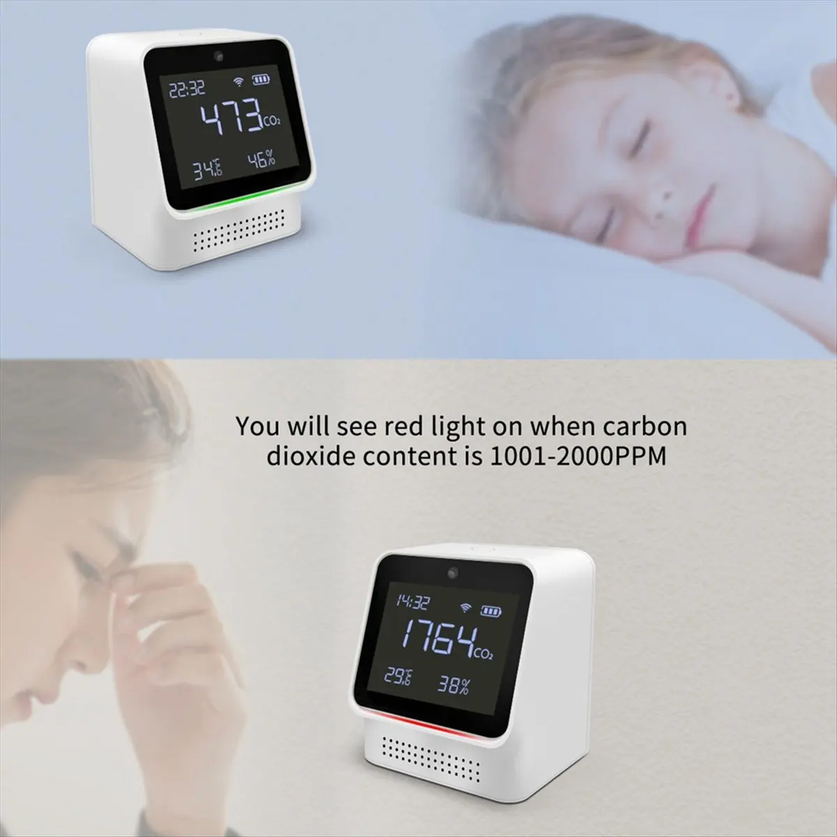 A04V Tuya Air Quality Monitor Portable Smart Air Quality Tester for CO2 Temperature Humidity Multi-Function Detector