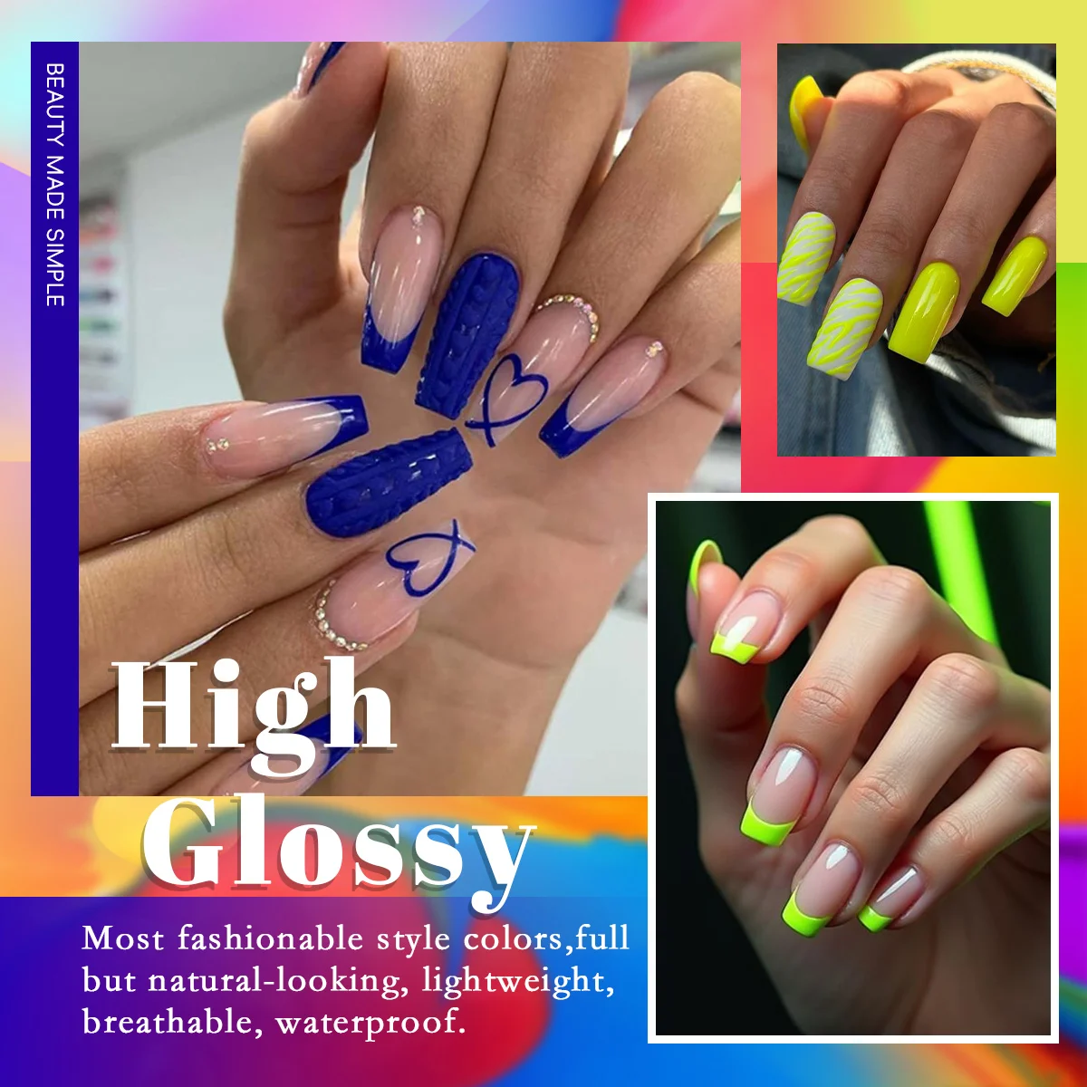 Un ensemble de 6 kits de nail art, de couleurs vives, adaptés aux soins des mains et des pieds dans les salons. Il est un cadeau idéal pour les amis et la famille