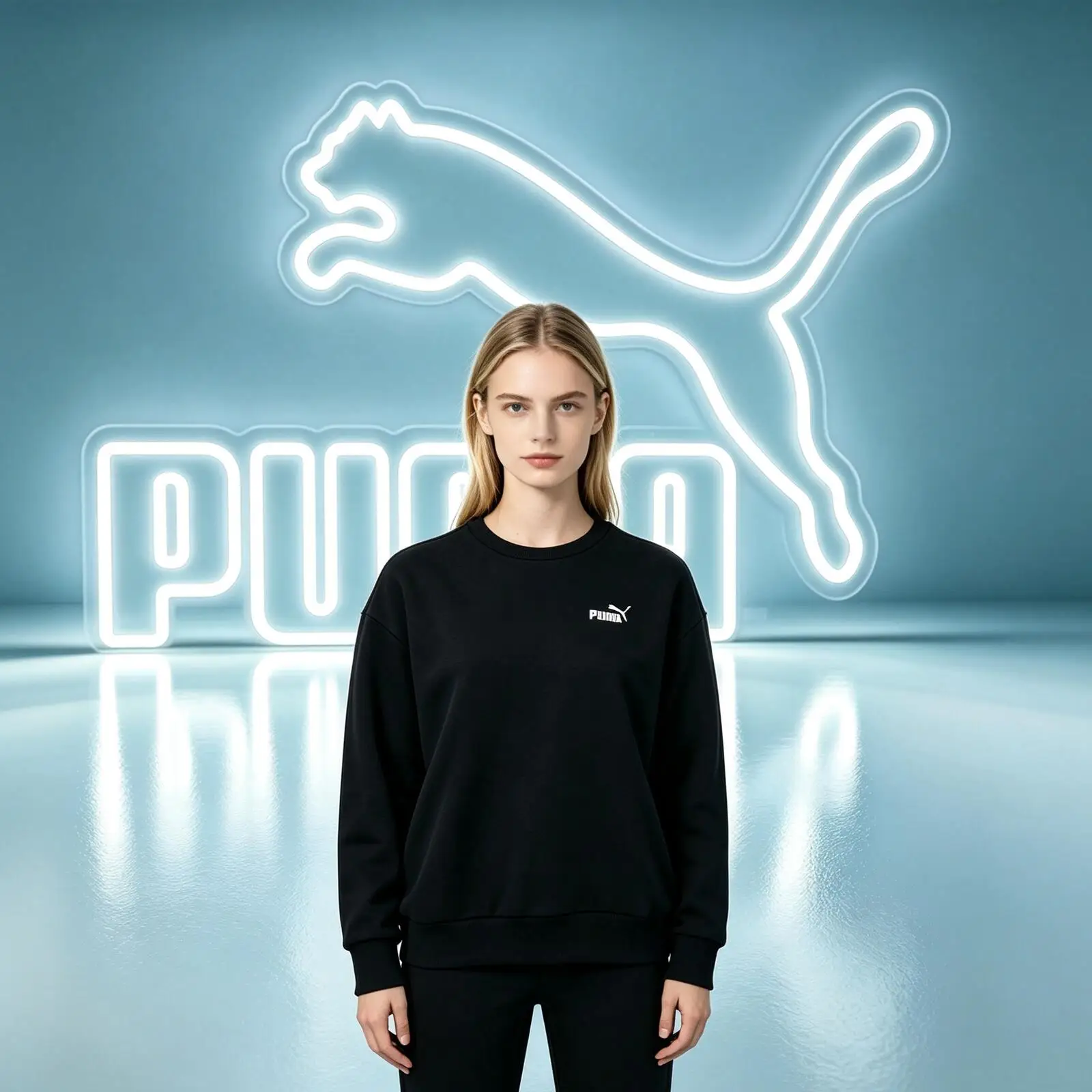 Свитшот Puma Relaxed Small Logo Crew с флисом, удобный свободный пуловер для занятий спортом на открытом воздухе и бега 685587-01 828sale