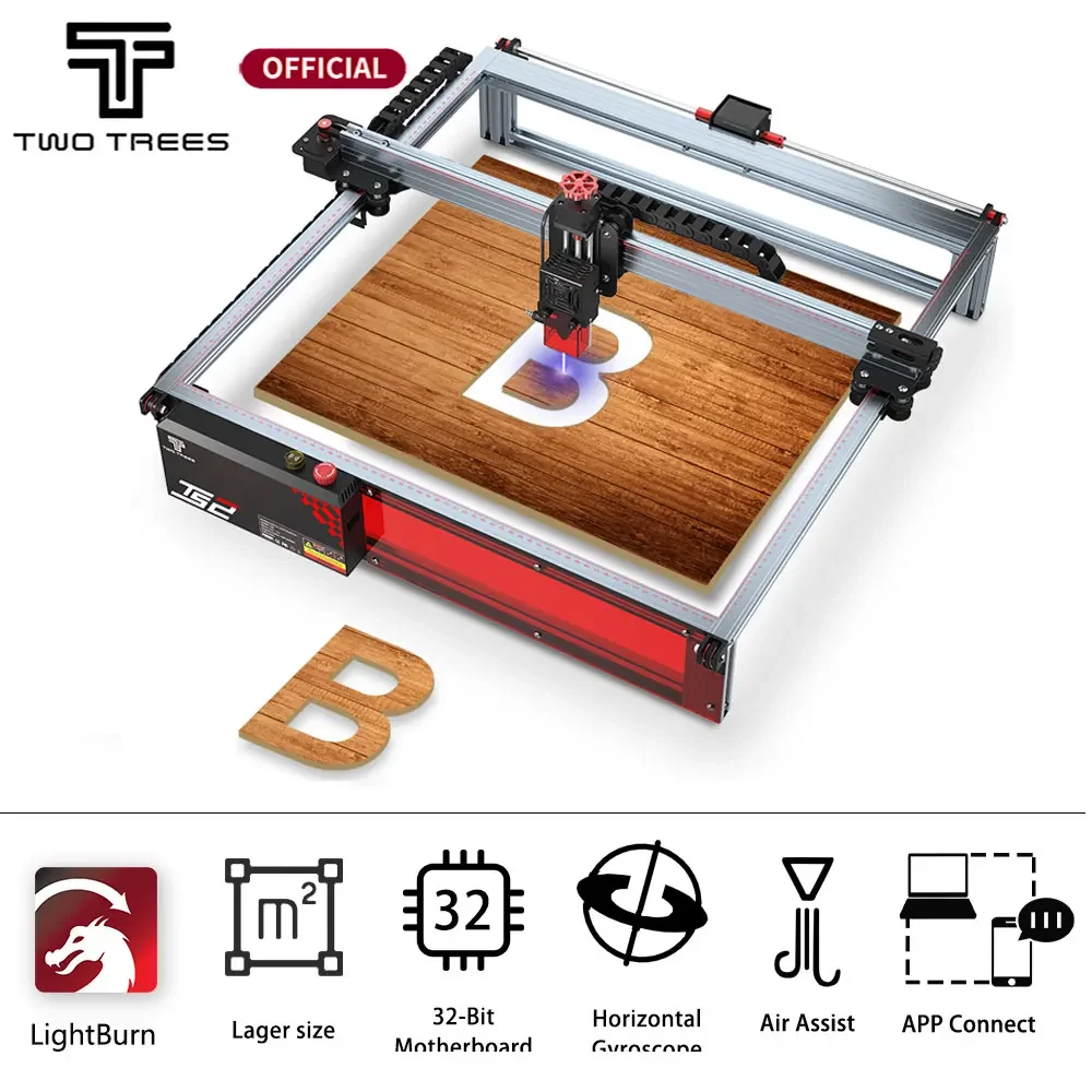 

Twotrees TS2 80W Laser Engraver Machine 450x450mm Compressed Spot Technology LaserGRBL LightBurn Wifi Horizontal Gyroscope