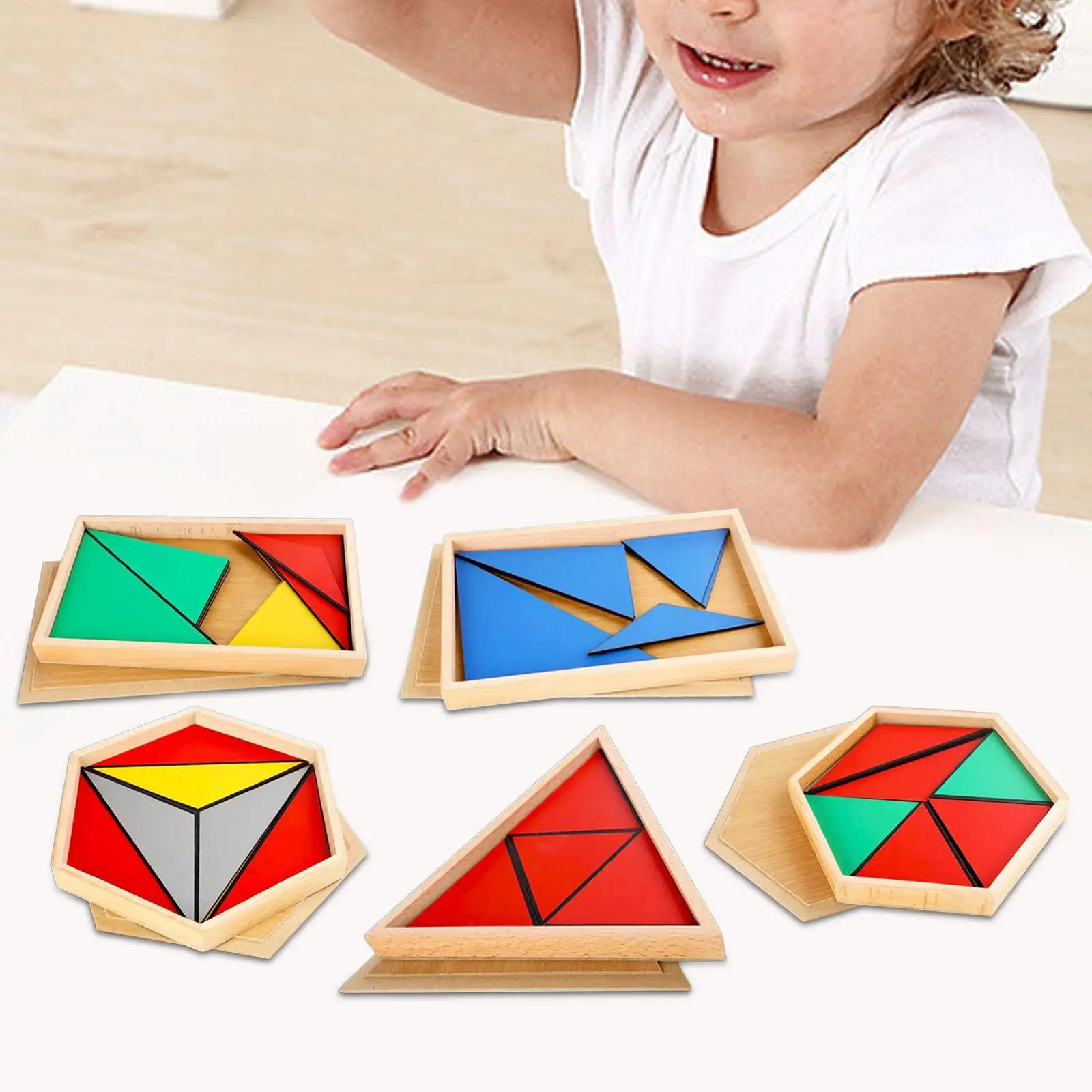 Montessori Toy Training Toy Spatial Logical Thinking Wooden Geometry Puzzle for Household Living Room Study Presents Classroom