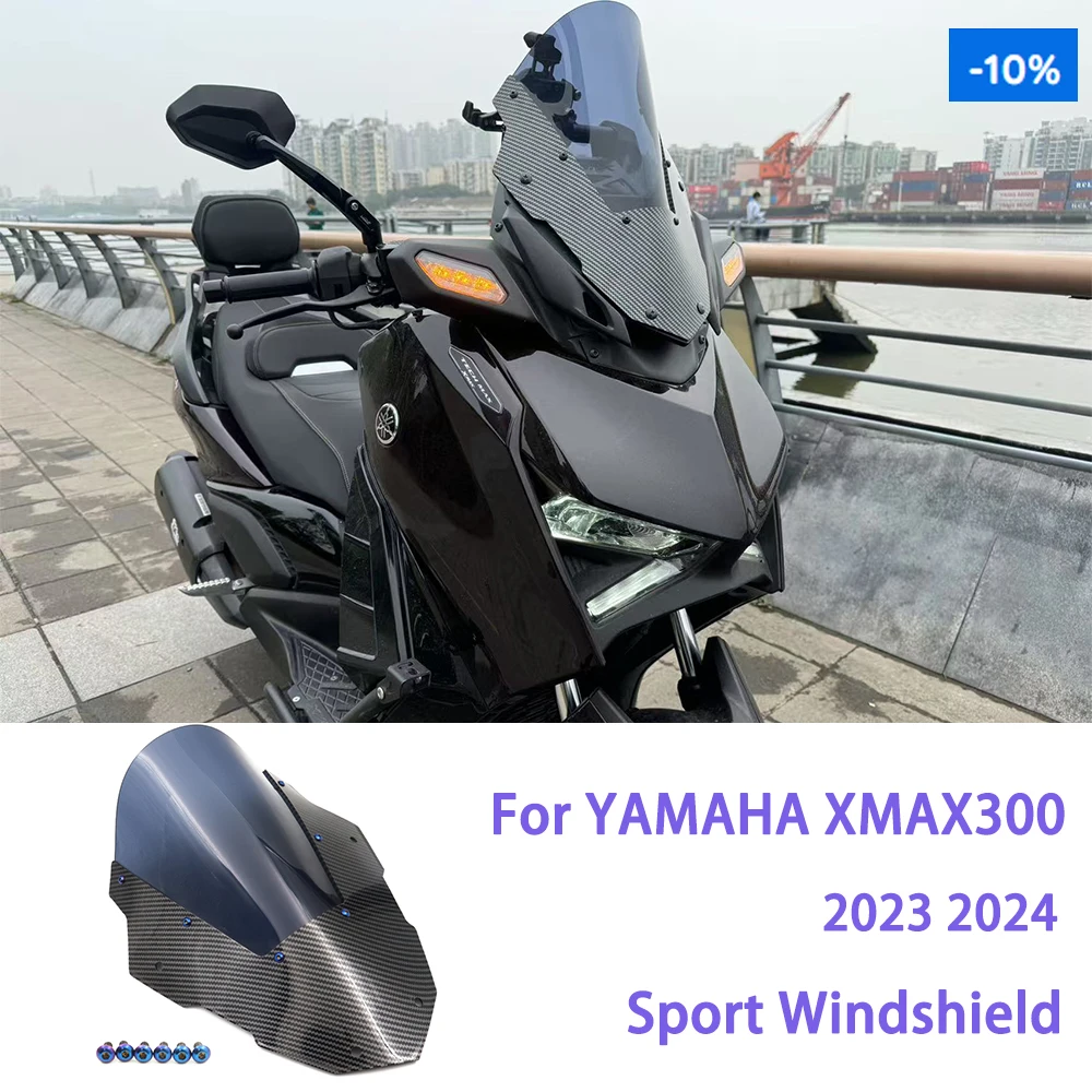 

New For YAMAHA XMAX300 X MAX 300 Motorcycle Sport Windshield WindScreen Wind Deflector XMAX 300 2023 2024 Visor Viser