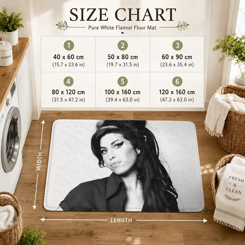 Amy Winehouse Floor Mat Flannel Non-Slip Washable Soft Absorbent Rug For Bathroom Kitchen Bedroom Home Decor