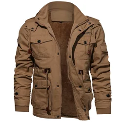 Winter New Men's Windproof and Warm Fleece Zipper Detachable Hooded Daily Casual Outdoor Jacket
