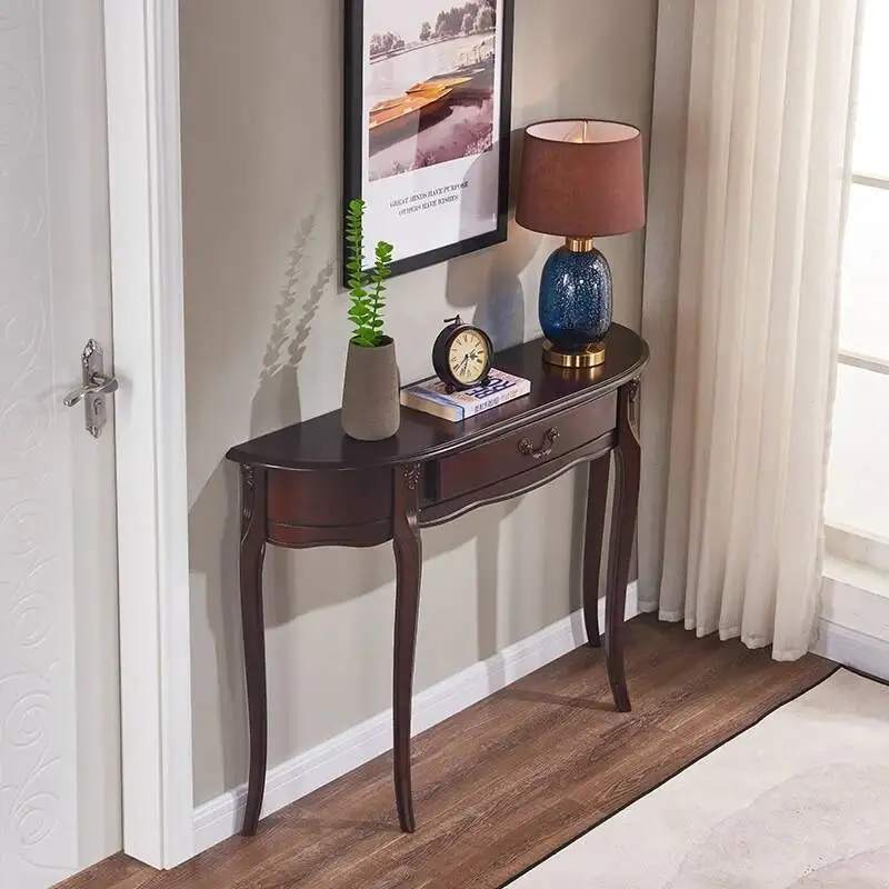 Полукруглая американская консольная тумба для прихожей, пристенный столик, простой европейский стол для гостиной, элегантная мебель для прихожей/гостиной.