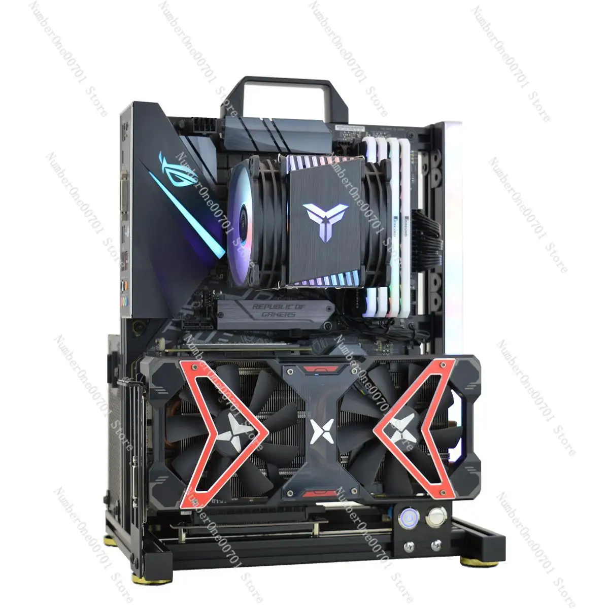 Open computer case graphics card vertical rack air-cooled aluminum frame ATX e-sports cool DIY desktop chassis LH