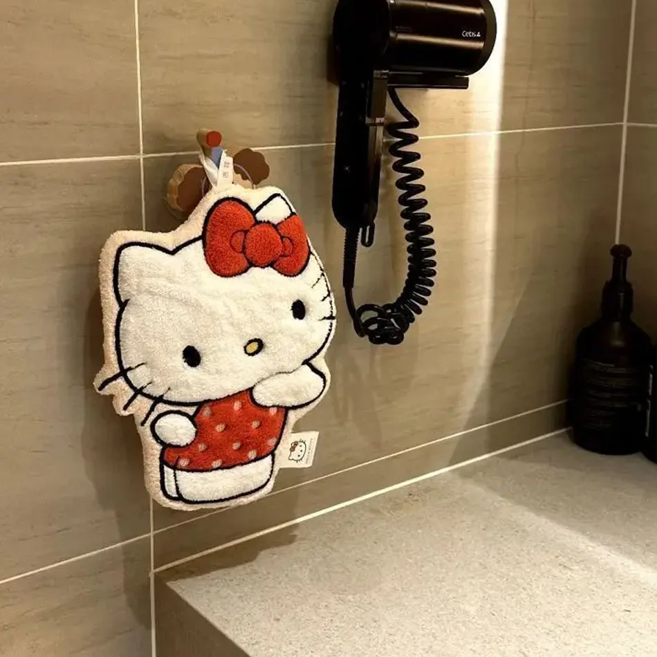 

Sanrio Hello Kitty My Melody Pochacco Kawaii, милое полотенце для рук, впитывающее воду, из кораллового флиса, для декора кухни, быстросохнущее полотенце для девочек