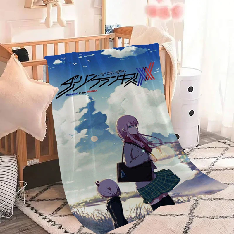 Hot Anime DARLING in The FRANXX Throw Knee Blanket Fluffy Summer Blankets for Decorative Sofa Microfiber Bedding Bed Double Soft