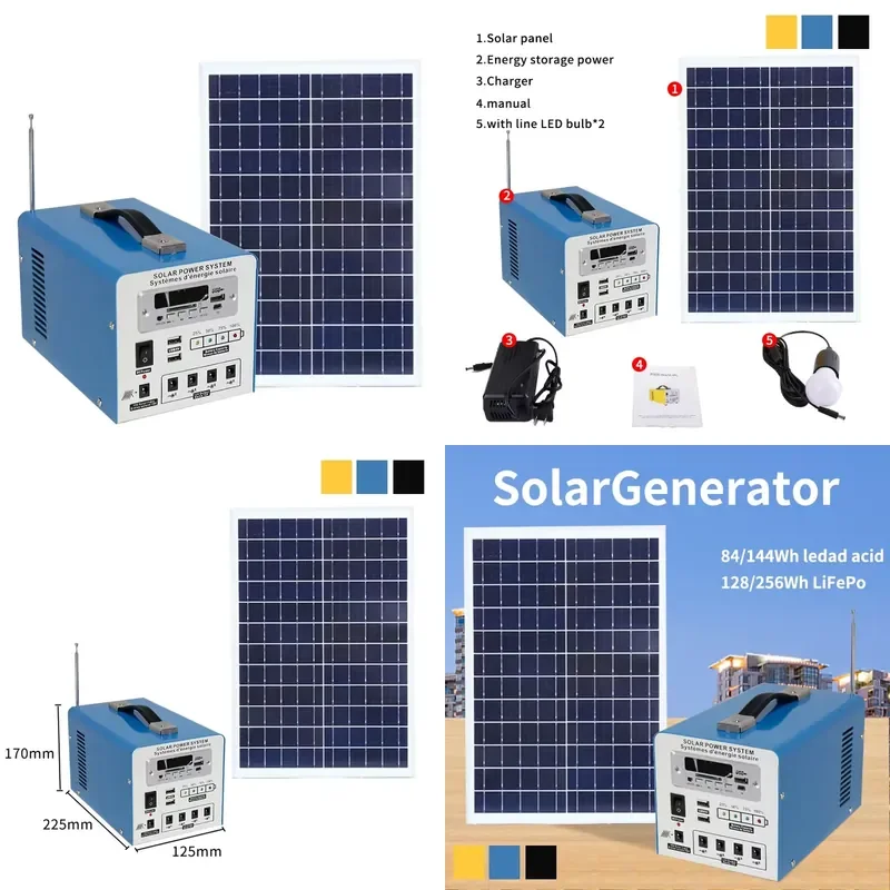 Outdoor Portable Solar Power Station USB Mobile Supply 84Wh 144Wh Solar Generator High Power Energy Storage System With Radio