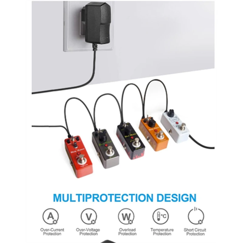 Power Adapter 5 Way Electric Guitar Effect Pedal Power Plug Parts Cables Daisy Chain Wire Pro 9V DC 850mA Plug EU PLUG-ELEC