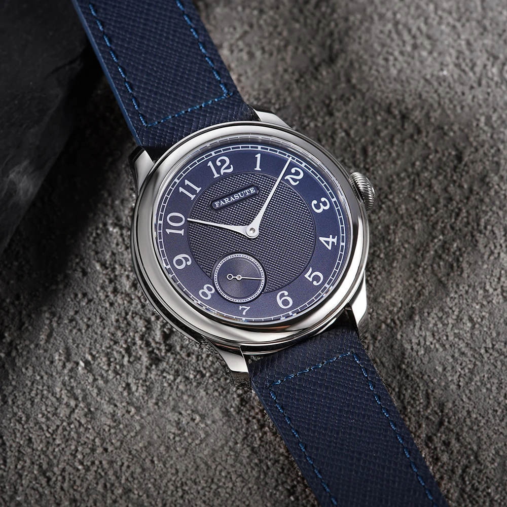 FARASUTE NEW Machinery Men Watch Salmon Dial St17 Manual Mechanical Watch Small Second Vintage Bonklip Bracelet image 5