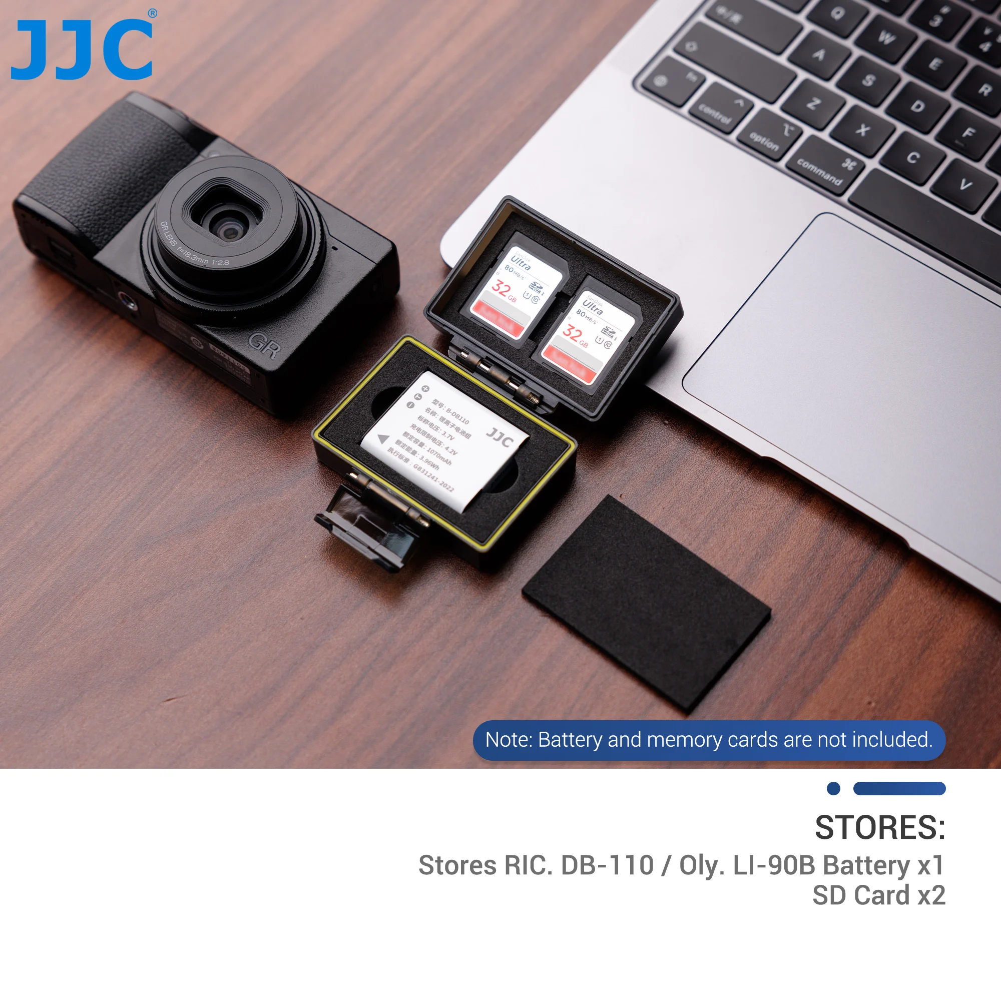JJC Camera Battery Case Holder Box for Ricoh DB-110 Olympus LI-90B Portable Digital Camera Battery Organizer Memory Card Case