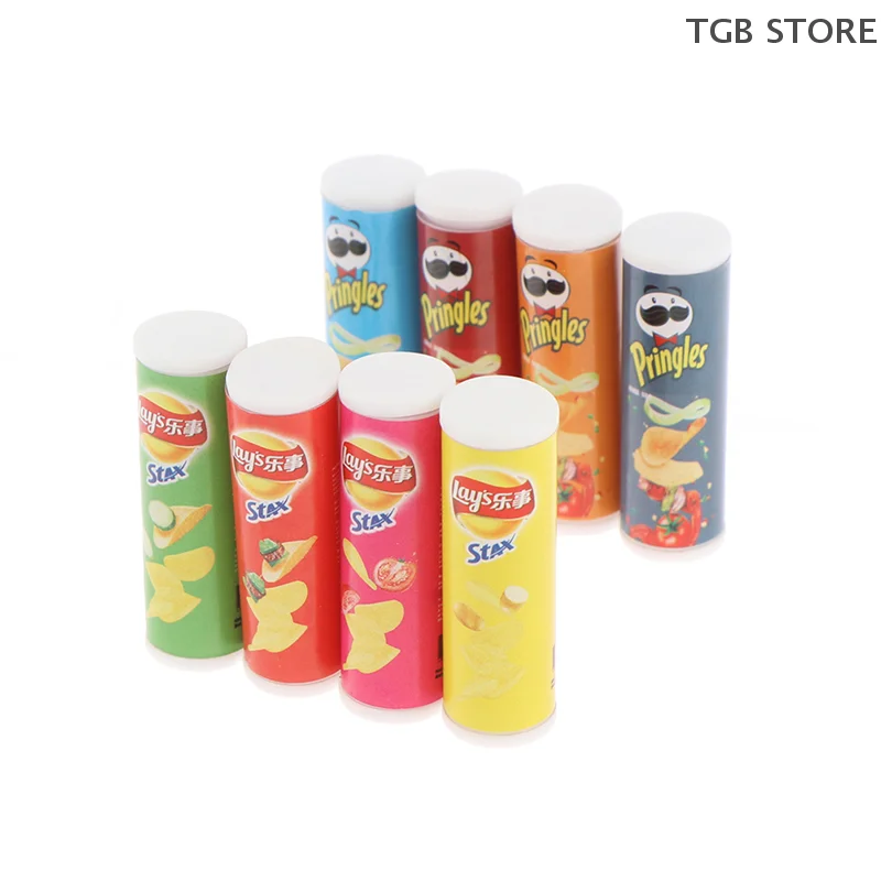 4 قطعة محاكاة مصغرة ABS رقائق البطاطس زجاجة المطبخ الغذاء لعبة 1:12 دمية الديكور #1