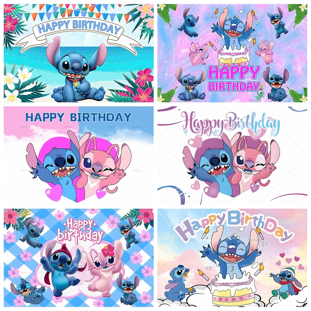Disney Lilo & Stitch Background Custom Children Birthday Party Decor Banner Summer Girls Photo Studio Photography Backdrop Props