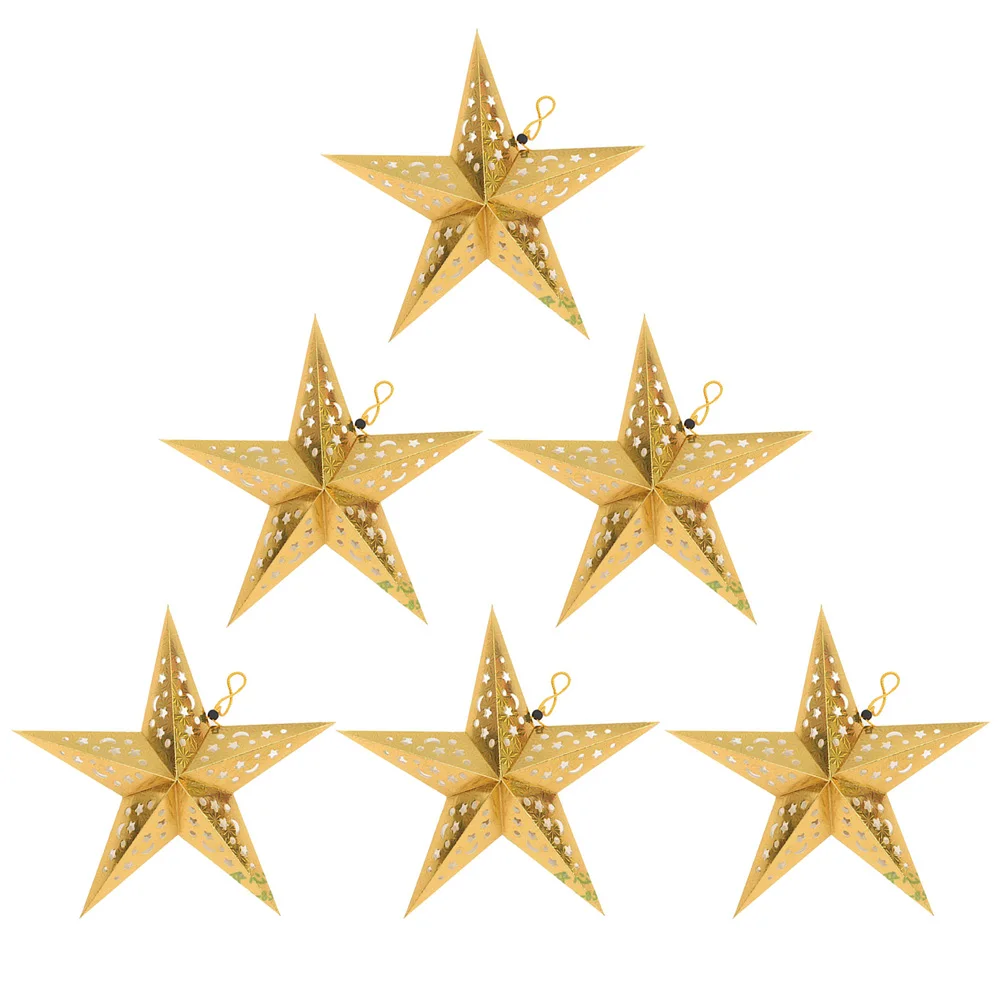 

6 шт., бумажные абажуры с пентаграммой, 3D звезда в форме полой луны, утолщенный материал для спальни, гостиной, интерьера комнаты