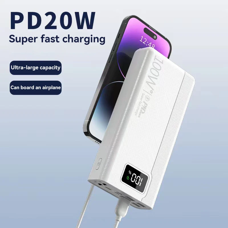 Xiaomi New 50000mAh Portable Power Bank 100W Fast Charger 100% Sufficient Battery With Dual LED Light 4 USB for iPhone Samsung