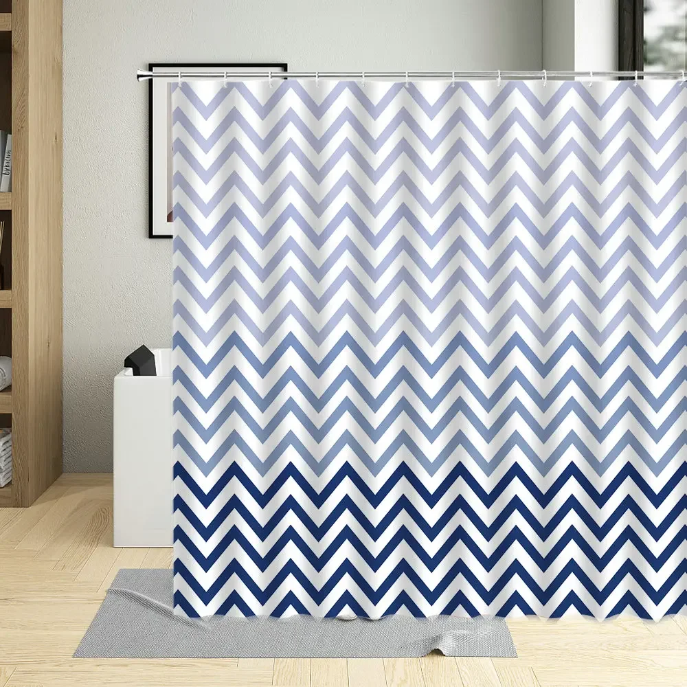 Waterproof Polyester Fabric Shower Curtain with Hooks, Geometry Home Decor, Multi-Size Bath Curtains, Bathroom Decor